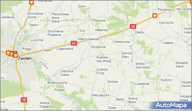 mapa Grabów nad Wisłą, Grabów nad Wisłą na mapie Targeo