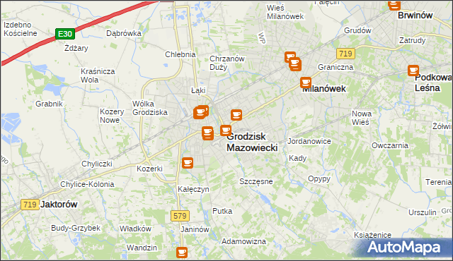 mapa Grodzisk Mazowiecki, Grodzisk Mazowiecki na mapie Targeo
