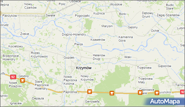 mapa Helenów Drugi gmina Krzymów, Helenów Drugi gmina Krzymów na mapie Targeo