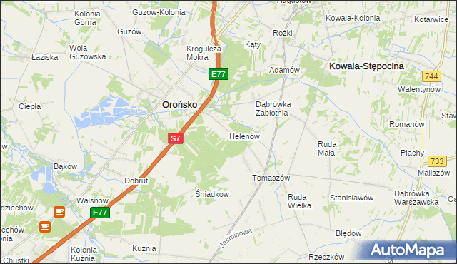 mapa Helenów gmina Orońsko, Helenów gmina Orońsko na mapie Targeo