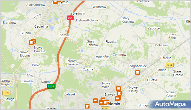 mapa Helenów gmina Wołomin, Helenów gmina Wołomin na mapie Targeo