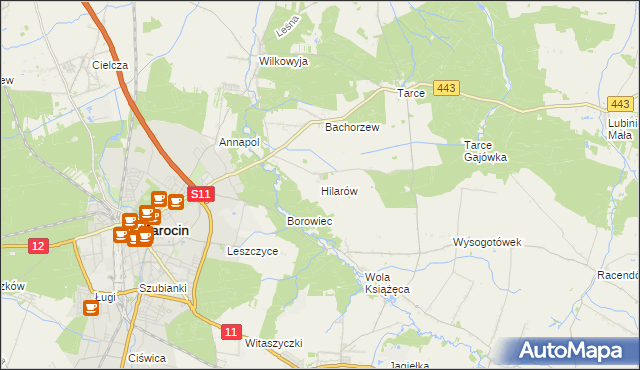 mapa Hilarów gmina Jarocin, Hilarów gmina Jarocin na mapie Targeo