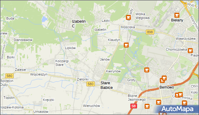 mapa Janów gmina Stare Babice, Janów gmina Stare Babice na mapie Targeo
