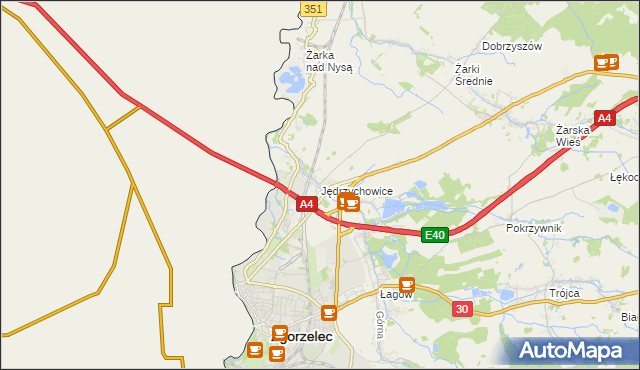 mapa Jędrzychowice gmina Zgorzelec, Jędrzychowice gmina Zgorzelec na mapie Targeo