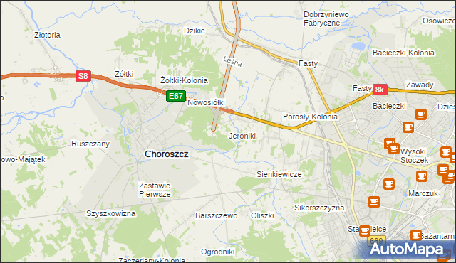 mapa Jeroniki, Jeroniki na mapie Targeo