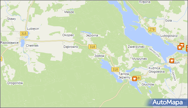mapa Jodłów gmina Nowa Sól, Jodłów gmina Nowa Sól na mapie Targeo