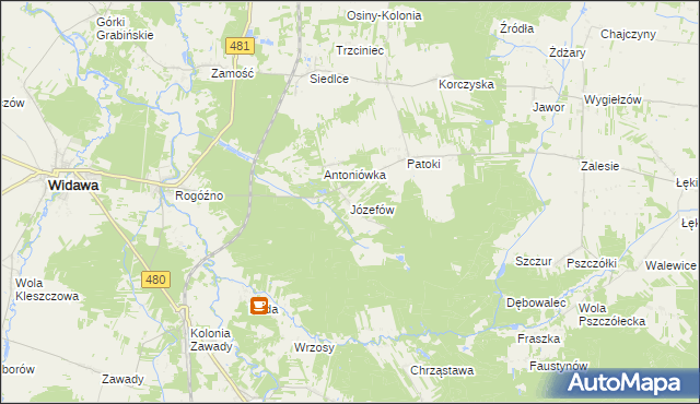 mapa Józefów Widawski, Józefów Widawski na mapie Targeo