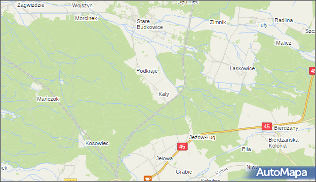 mapa Kały gmina Murów, Kały gmina Murów na mapie Targeo