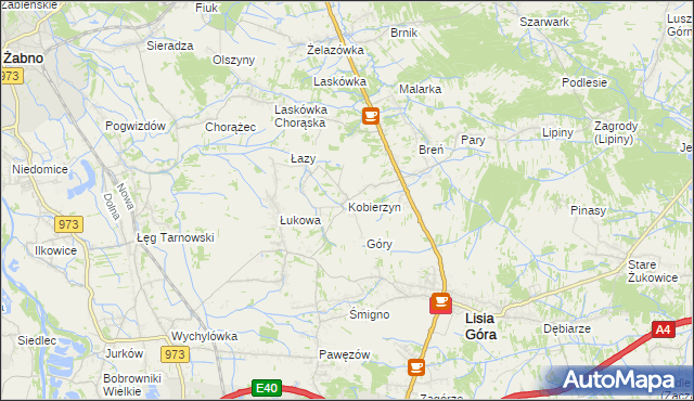 mapa Kobierzyn gmina Lisia Góra, Kobierzyn gmina Lisia Góra na mapie Targeo