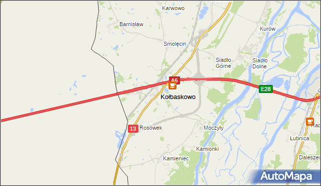 mapa Kołbaskowo, Kołbaskowo na mapie Targeo