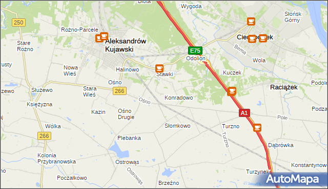 mapa Konradowo gmina Aleksandrów Kujawski, Konradowo gmina Aleksandrów Kujawski na mapie Targeo