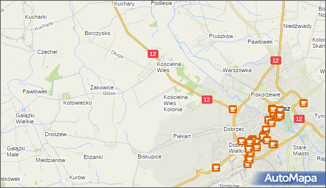 mapa Kościelna Wieś Kolonia, Kościelna Wieś Kolonia na mapie Targeo