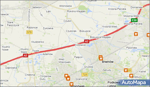 mapa Kotowice gmina Brwinów, Kotowice gmina Brwinów na mapie Targeo