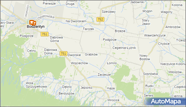 mapa Krajków gmina Pawłów, Krajków gmina Pawłów na mapie Targeo