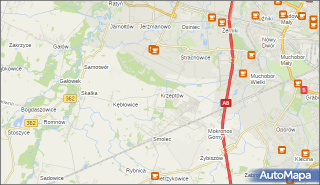 mapa Krzeptów, Krzeptów na mapie Targeo