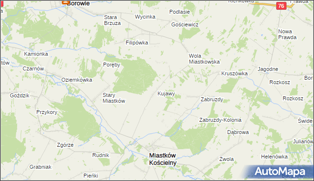 mapa Kujawy gmina Miastków Kościelny, Kujawy gmina Miastków Kościelny na mapie Targeo