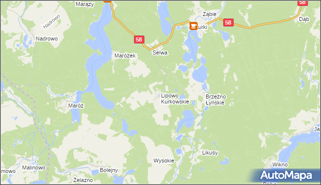 mapa Lipowo Kurkowskie, Lipowo Kurkowskie na mapie Targeo