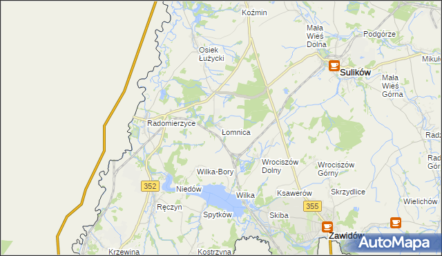 mapa Łomnica gmina Zgorzelec, Łomnica gmina Zgorzelec na mapie Targeo