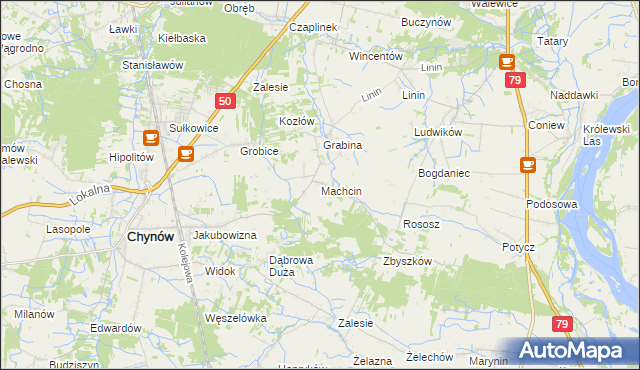 mapa Machcin gmina Chynów, Machcin gmina Chynów na mapie Targeo