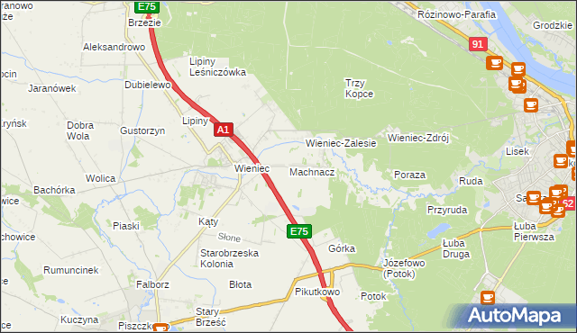 mapa Machnacz gmina Brześć Kujawski, Machnacz gmina Brześć Kujawski na mapie Targeo