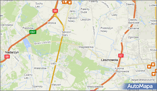 mapa Magdalenka gmina Lesznowola, Magdalenka gmina Lesznowola na mapie Targeo