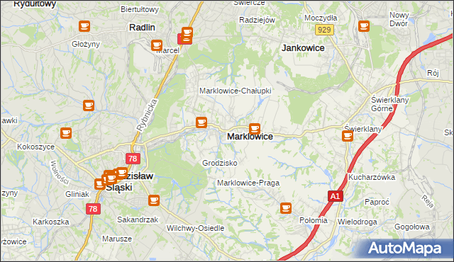 mapa Marklowice, Marklowice na mapie Targeo