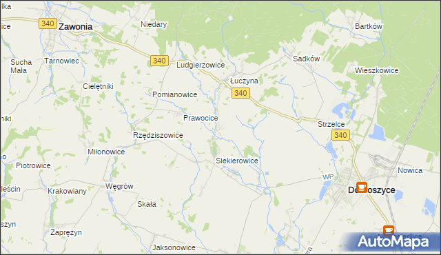 mapa Mękarzowice gmina Dobroszyce, Mękarzowice gmina Dobroszyce na mapie Targeo