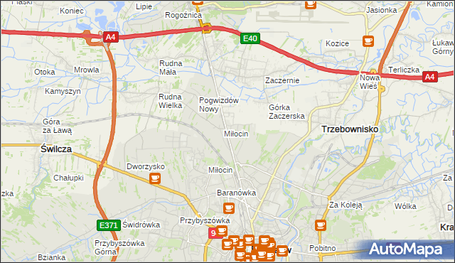 mapa Miłocin gmina Głogów Małopolski, Miłocin gmina Głogów Małopolski na mapie Targeo