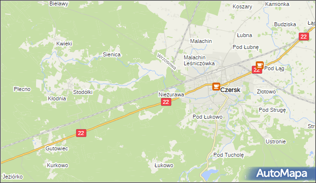 mapa Nieżurawa, Nieżurawa na mapie Targeo