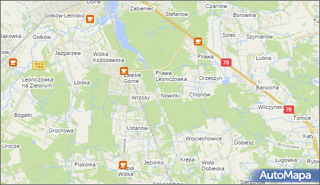 mapa Nowinki gmina Piaseczno, Nowinki gmina Piaseczno na mapie Targeo