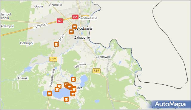 mapa Orchówek gmina Włodawa, Orchówek gmina Włodawa na mapie Targeo
