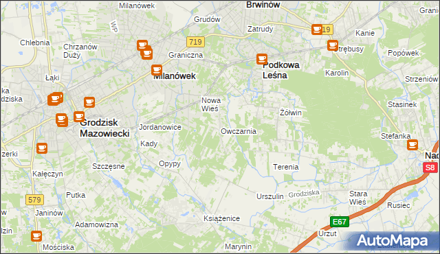 mapa Owczarnia gmina Brwinów, Owczarnia gmina Brwinów na mapie Targeo
