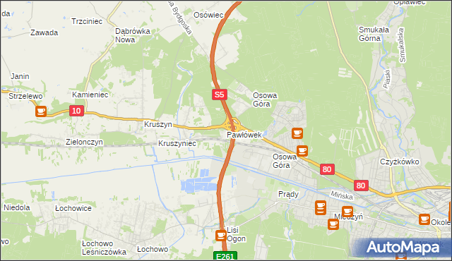 mapa Pawłówek gmina Sicienko, Pawłówek gmina Sicienko na mapie Targeo