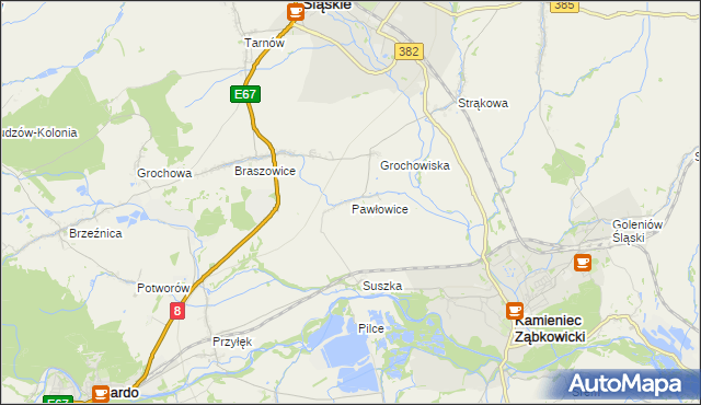 mapa Pawłowice gmina Ząbkowice Śląskie, Pawłowice gmina Ząbkowice Śląskie na mapie Targeo