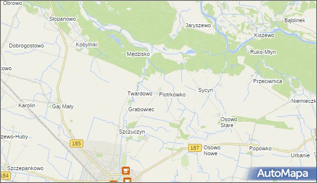 mapa Piotrkówko gmina Szamotuły, Piotrkówko gmina Szamotuły na mapie Targeo