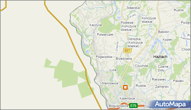 mapa Pogwizdów gmina Hażlach, Pogwizdów gmina Hażlach na mapie Targeo