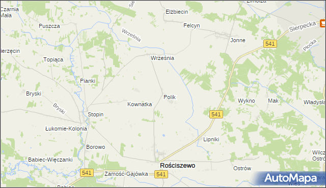 mapa Polik gmina Rościszewo, Polik gmina Rościszewo na mapie Targeo