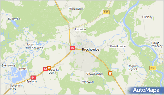 mapa Prochowice, Prochowice na mapie Targeo