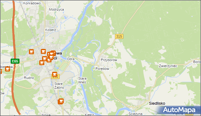 mapa Przyborów gmina Nowa Sól, Przyborów gmina Nowa Sól na mapie Targeo
