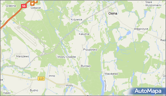 mapa Przypólsko gmina Osina, Przypólsko gmina Osina na mapie Targeo