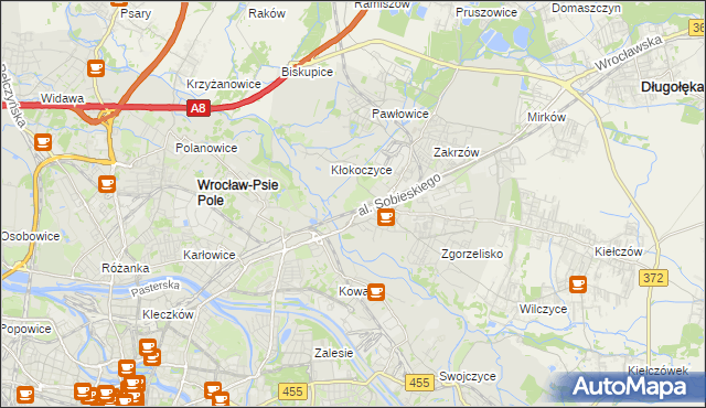 mapa Psie Pole gmina Wrocław, Psie Pole gmina Wrocław na mapie Targeo