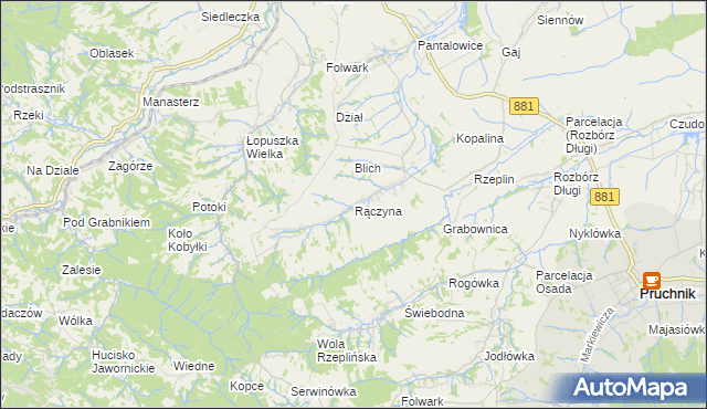 mapa Rączyna, Rączyna na mapie Targeo