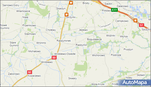 mapa Radzymin gmina Naruszewo, Radzymin gmina Naruszewo na mapie Targeo