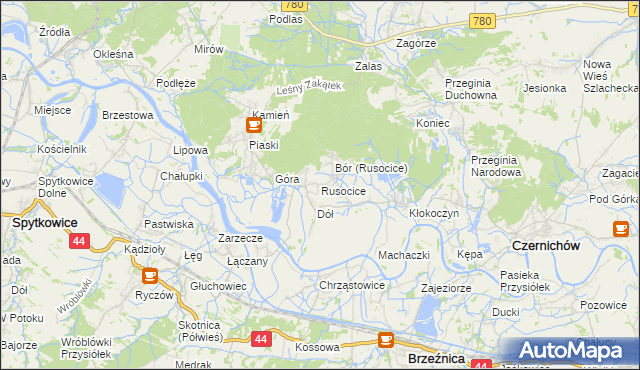 mapa Rusocice gmina Czernichów, Rusocice gmina Czernichów na mapie Targeo