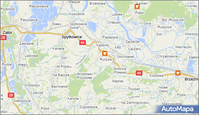 mapa Ryczów gmina Spytkowice, Ryczów gmina Spytkowice na mapie Targeo