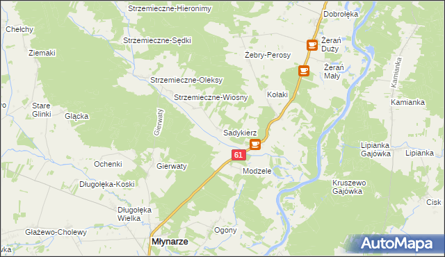mapa Sadykierz gmina Młynarze, Sadykierz gmina Młynarze na mapie Targeo