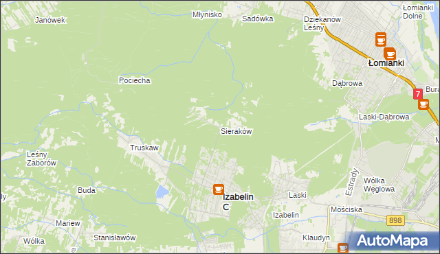 mapa Sieraków gmina Izabelin, Sieraków gmina Izabelin na mapie Targeo