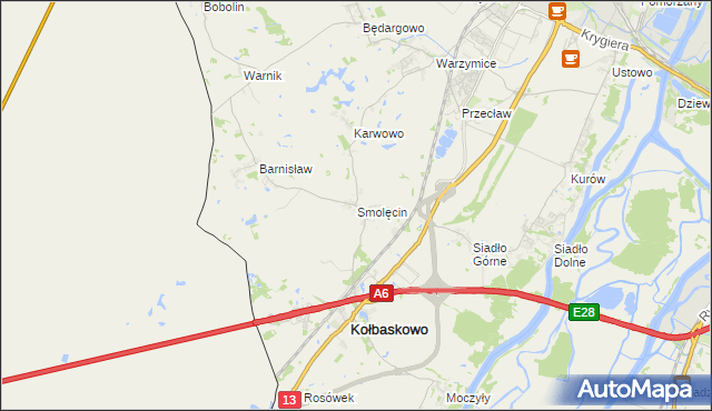 mapa Smolęcin gmina Kołbaskowo, Smolęcin gmina Kołbaskowo na mapie Targeo