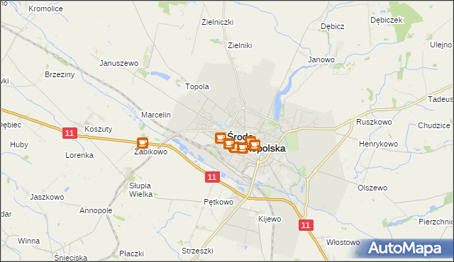 mapa Środa Wielkopolska, Środa Wielkopolska na mapie Targeo