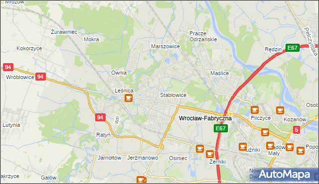 mapa Stabłowice, Stabłowice na mapie Targeo